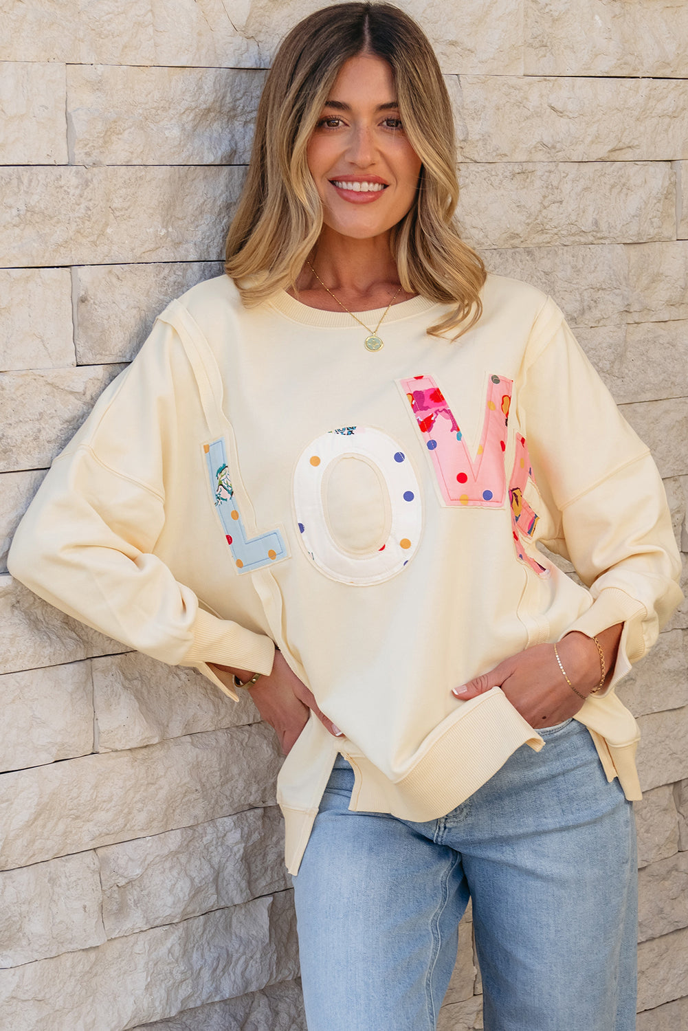 Apricot LOVE PATCH Graphic Oversized Sweatshirt eAura