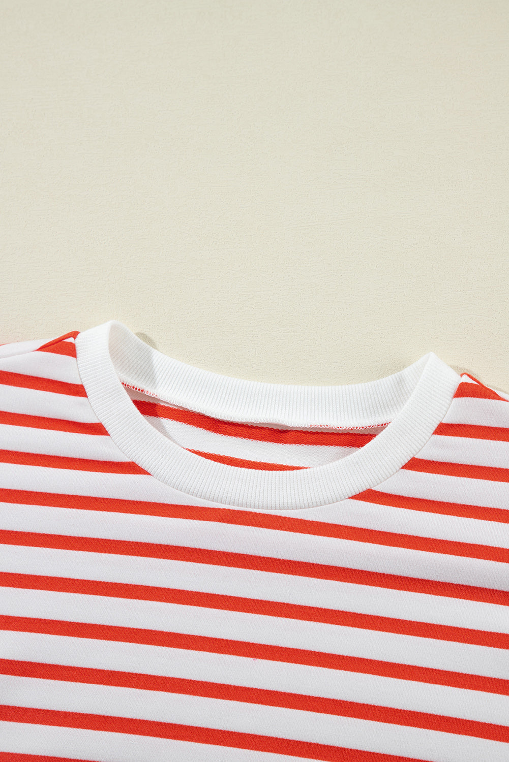 Orange Stripe Drop Shoulder Crew Neck Loose Sweatshirt eAura