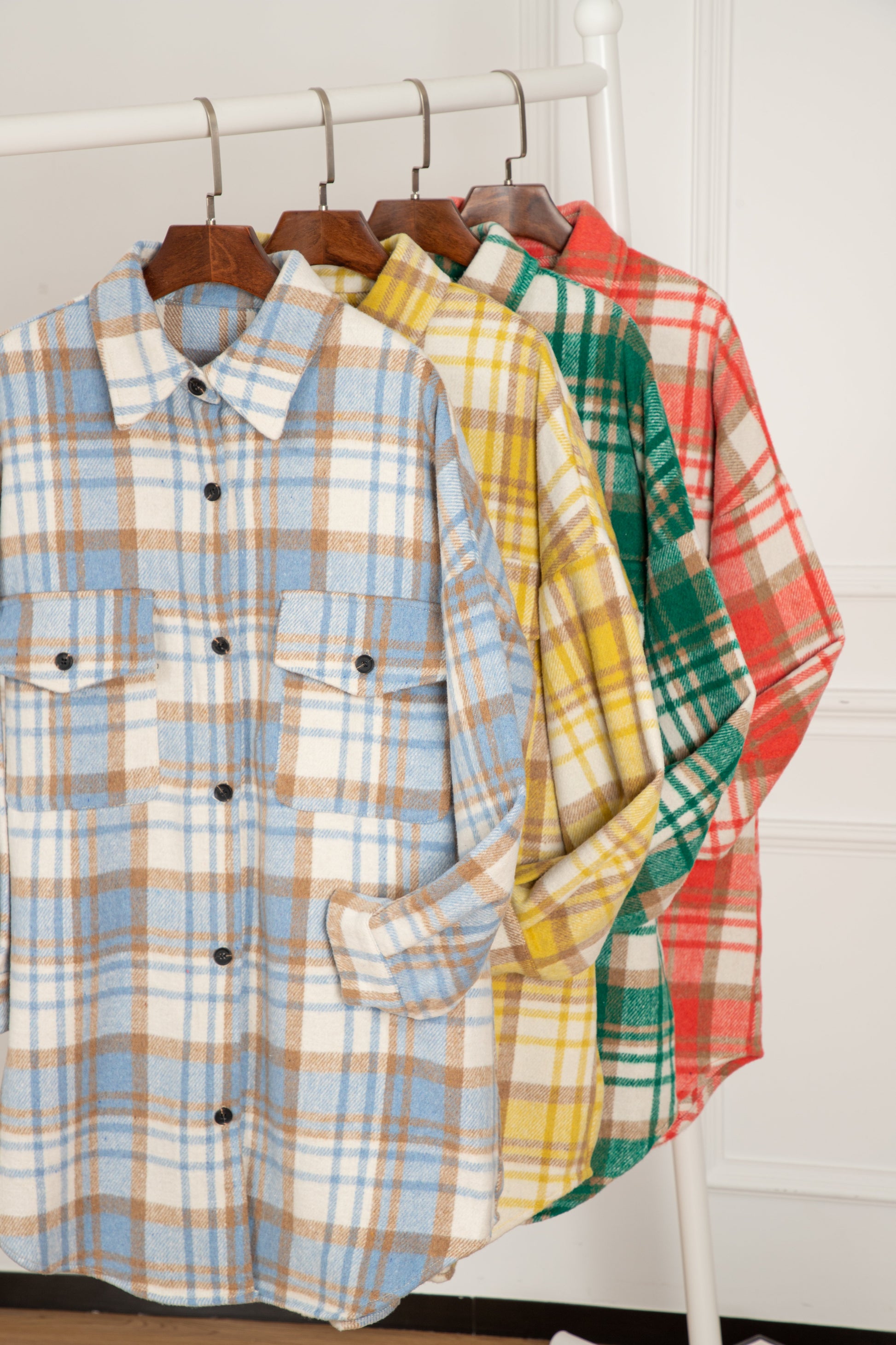 Yellow Plaid Flap Pocket Long Sleeve Shacket Beagle Boutique Fashion Outlet