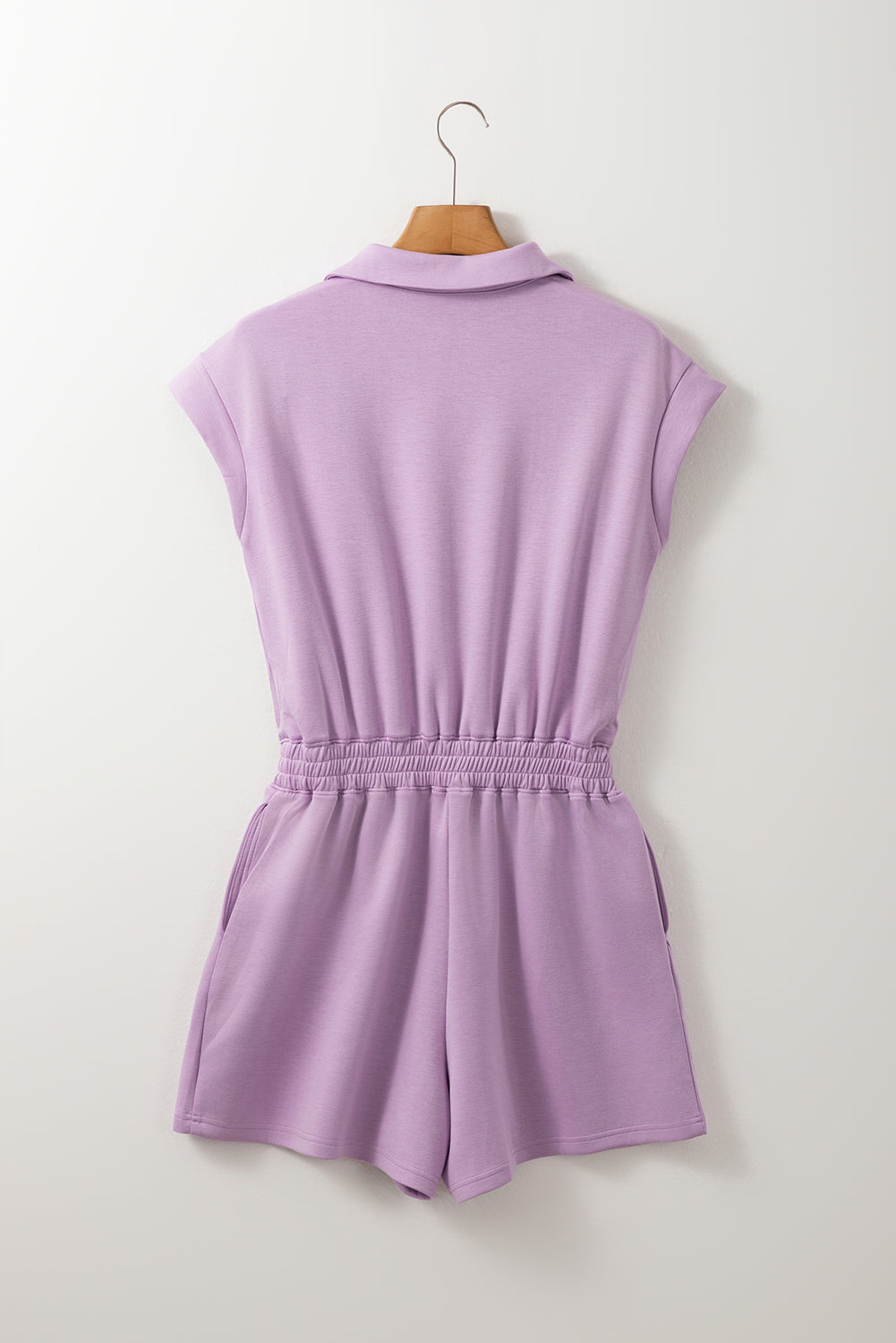 Orchid Bouquet Short Sleeve Zipper Collared Elastic High Waist Romper eAura