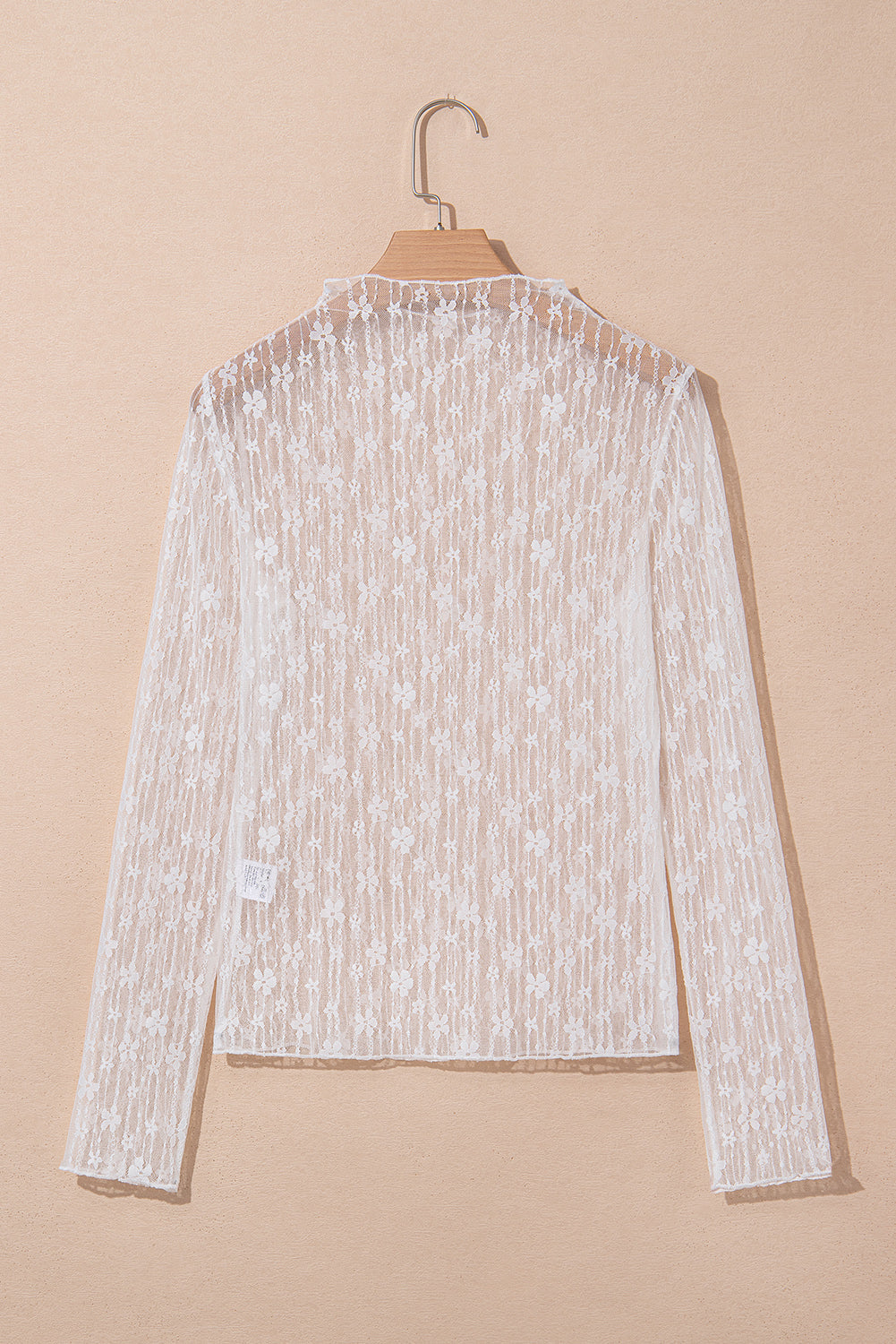 Sheer Floral Lace Long Sleeve Slim Fit Top eAura