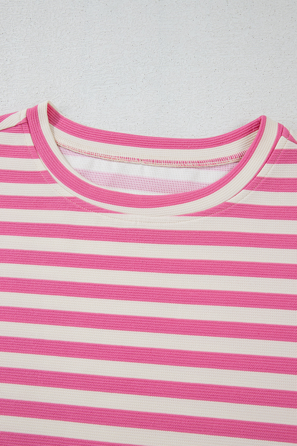 Rose Stripe Crew Neck T Shirt and Drawstring Shorts Set eAura