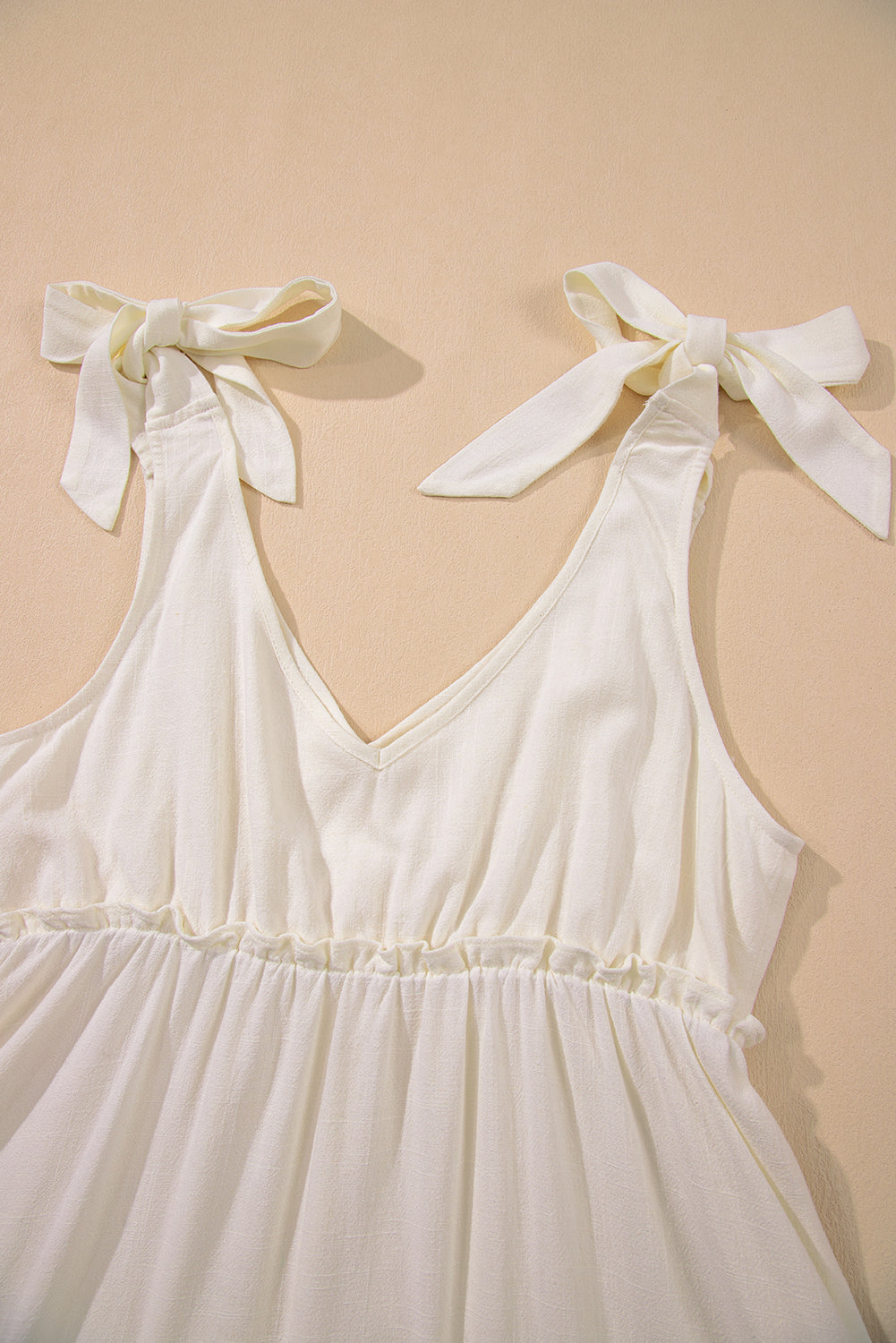 Tied Straps Ruffle Tiered Mini Dress eAura