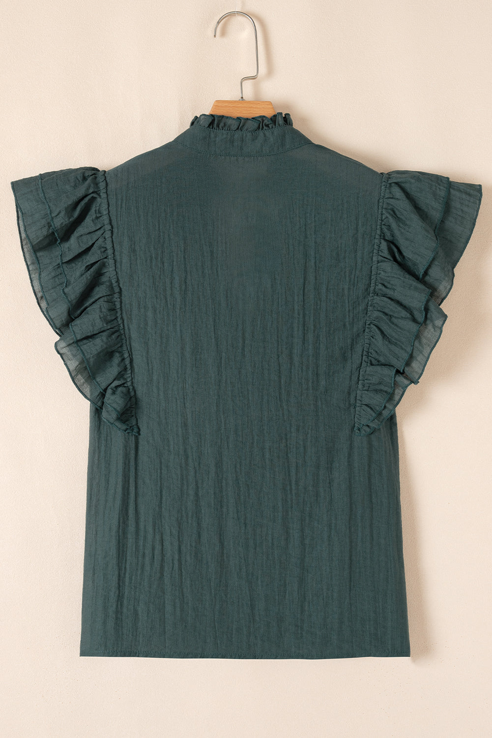 Skobeloff Frilled V Neck Ruffled Cap Sleeve Blouse eAura