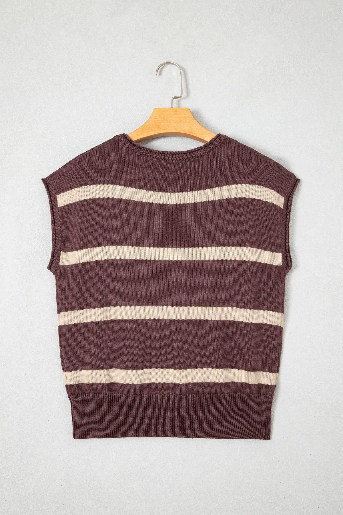 Knit Western Short Sleeve Sweater – Brown Stripe