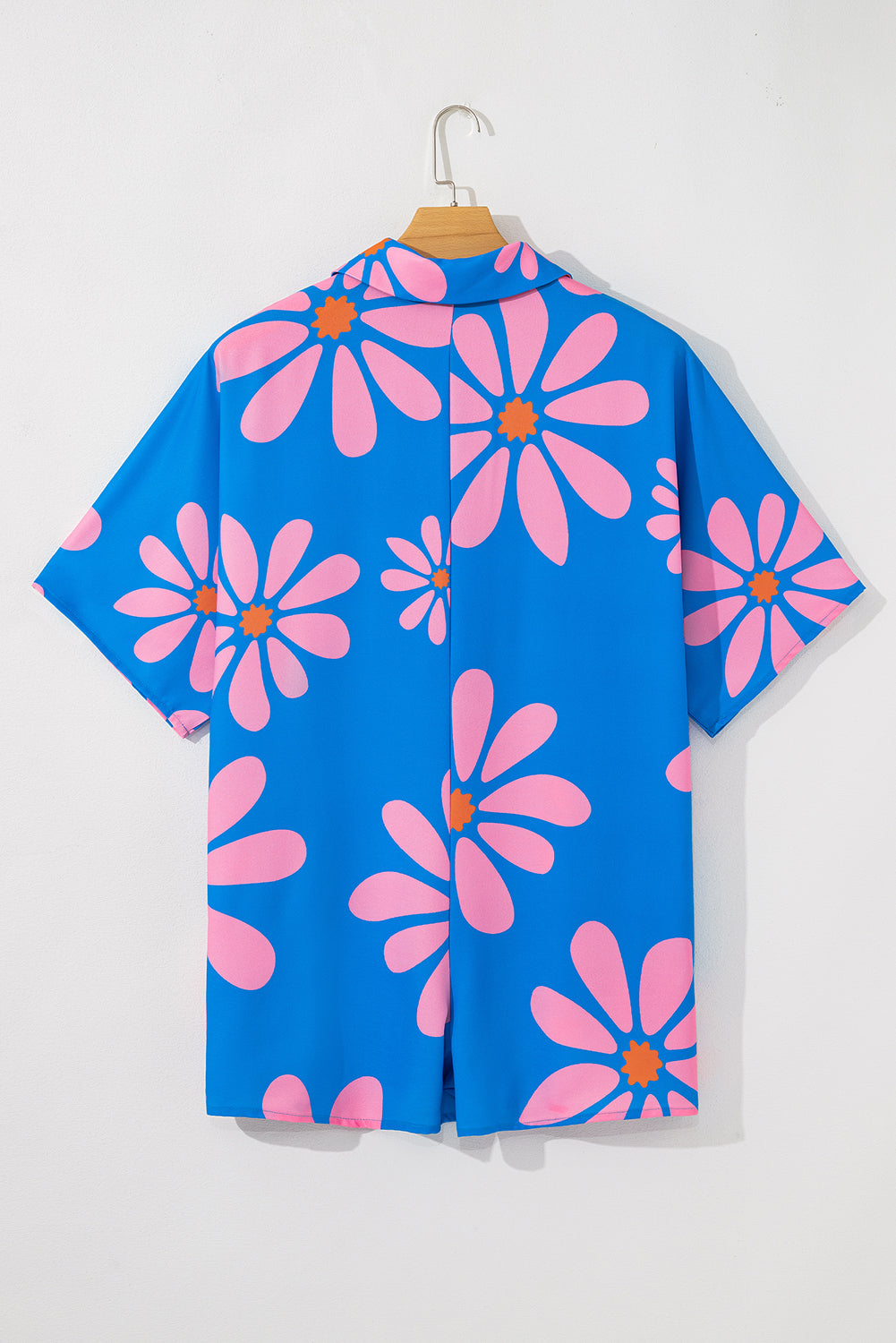Blue Summer Flower Print Shirt Collar Button Front Loose Romper Dear-Lover Dropshipping