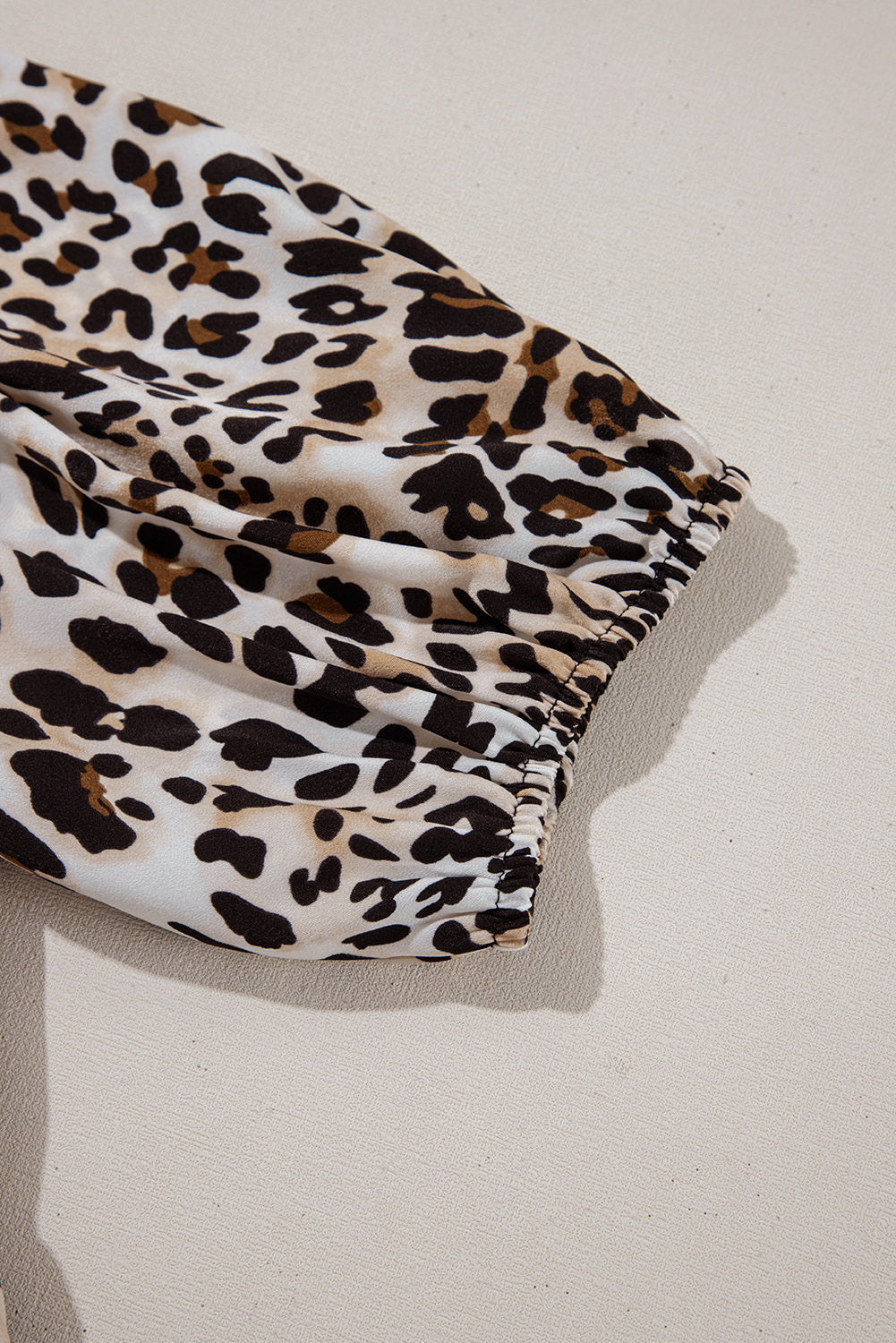 Multicolour Leopard Tie Front Puff Sleeve Short Flared Dress eAura