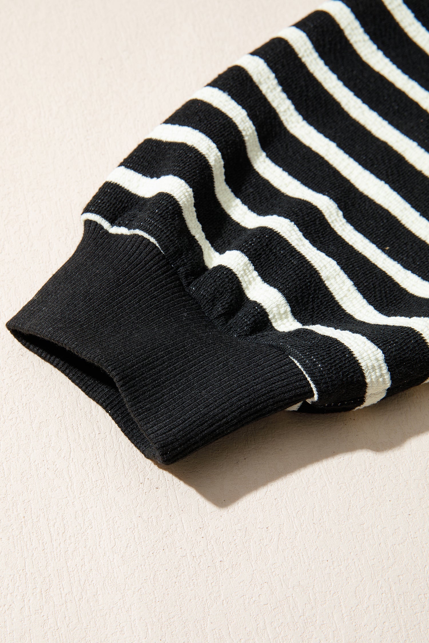 Black Stripe Contrast MERRY Letter Christmas Print Drop Shoulder Sweatshirt - eAura