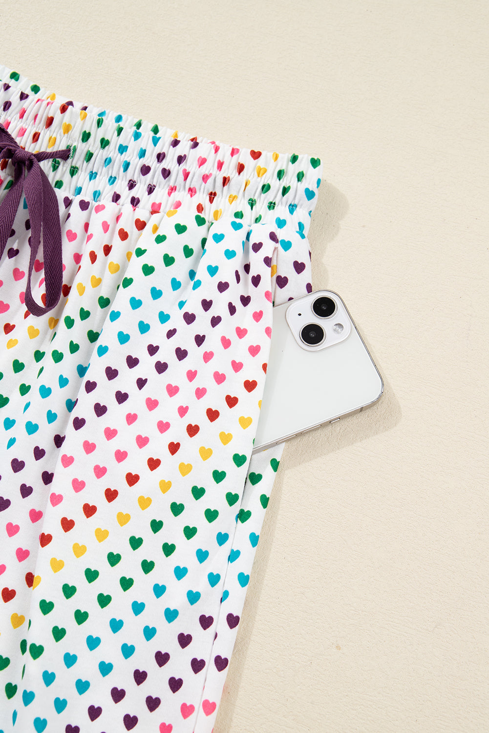 White Heart Print Long Sleeve Pyjama Set - eAura