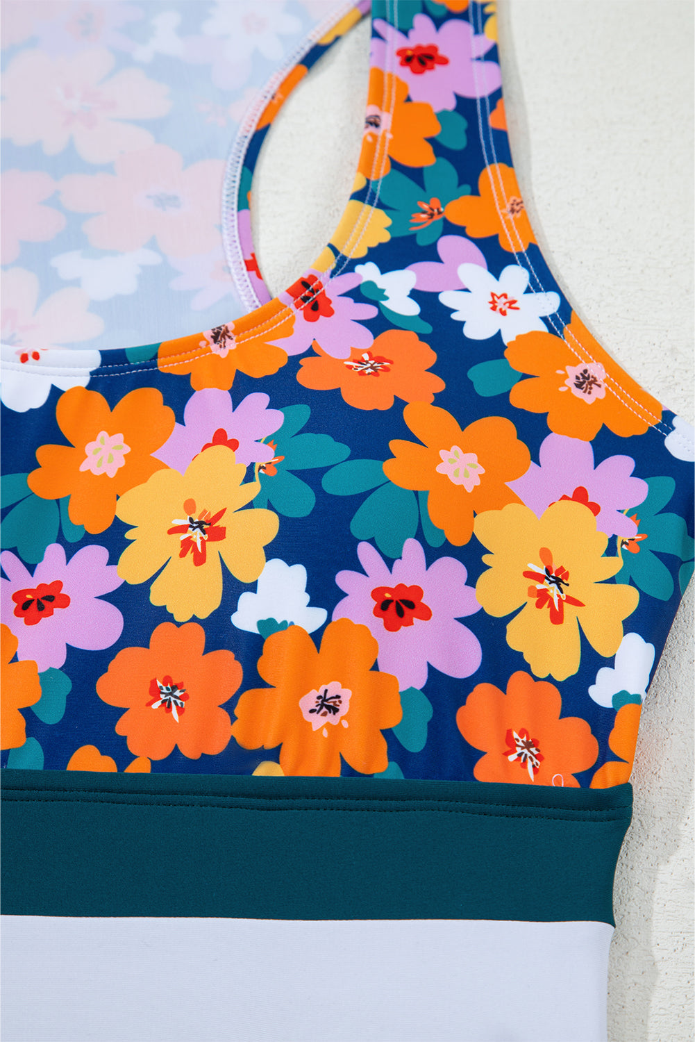 Green Floral Print Racerback Cutout High Waist 2pcs Bikini eAura