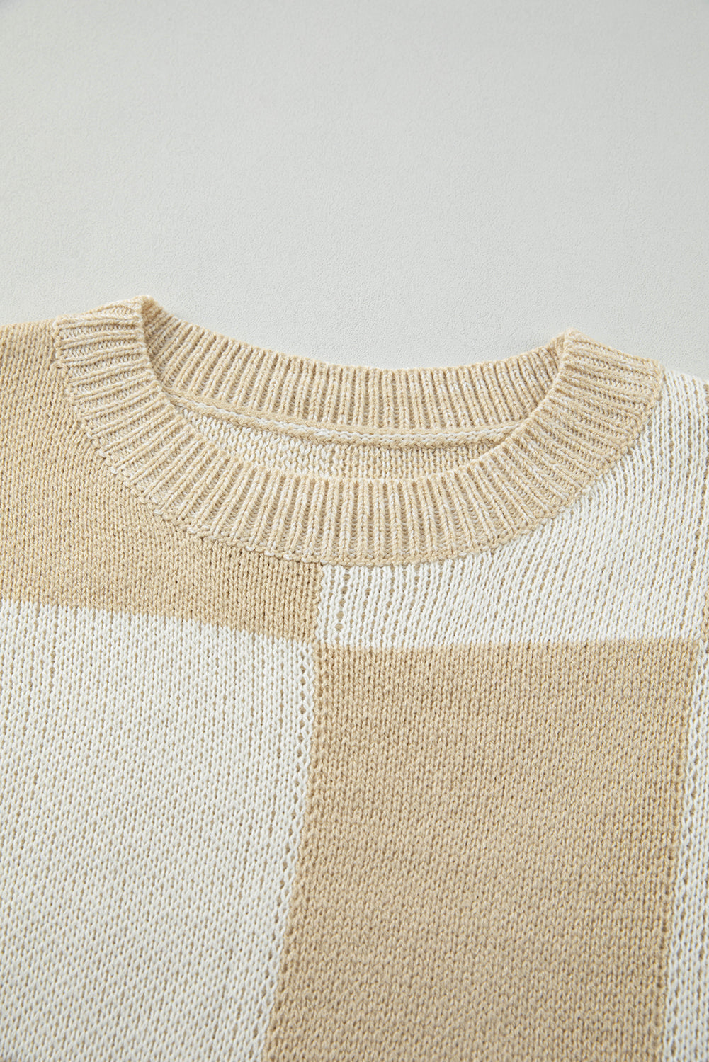 Flaxen Checkered Print Drop Shoulder Sweater eAura