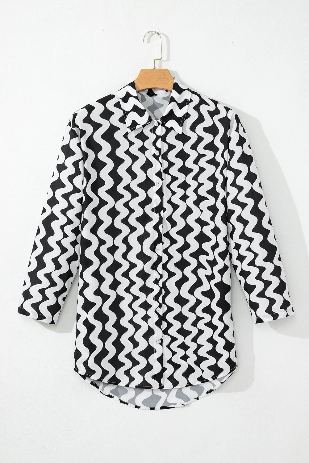 Black Stripe Print Loose Fit Open Front Beach Cover Up eAura