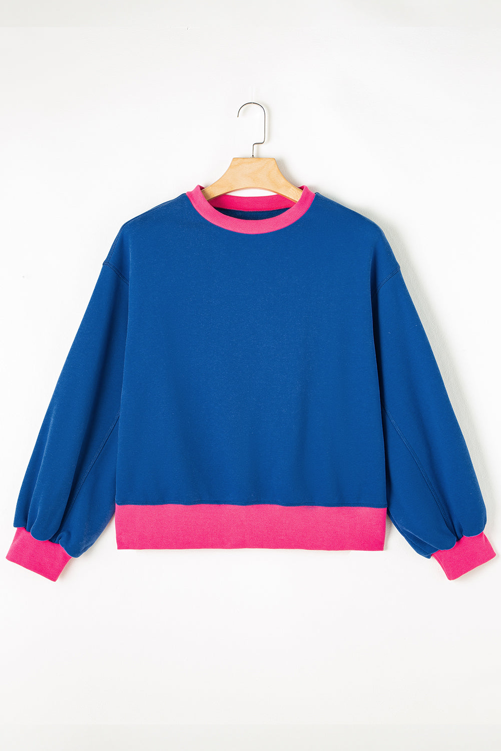 Blue Colourblock Bubble Sleeve Sweatshirt eAura