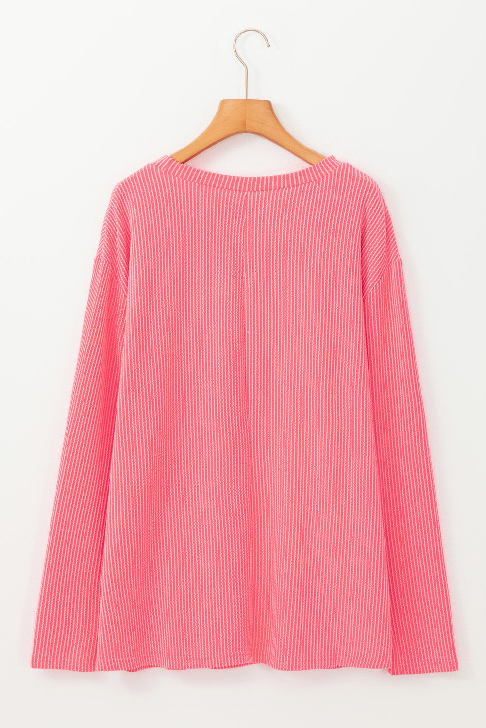 Peach Blossom Plus Size Ribbed Textured Long Sleeve T Shirt BB Fashion Outlet