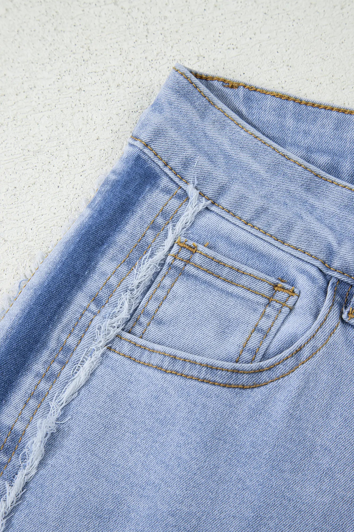 Beau Blue Contrast Stripe Frayed Side Panel Patchwork Shift Jeans
