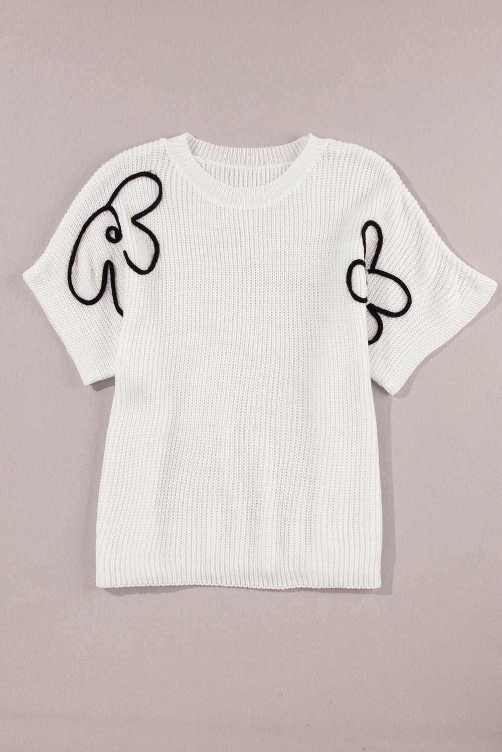 White Flower Embroidery Sweater Top eAura