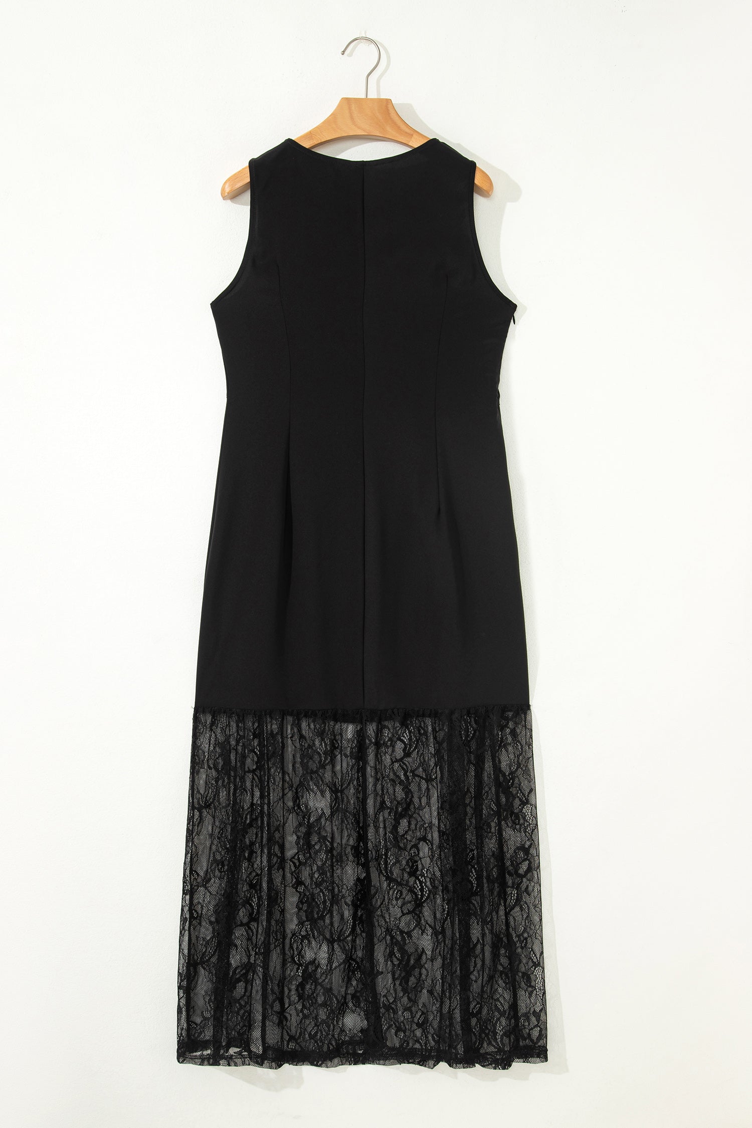 Sleeveless Sheer Floral Lace Patchwork Maxi Dress