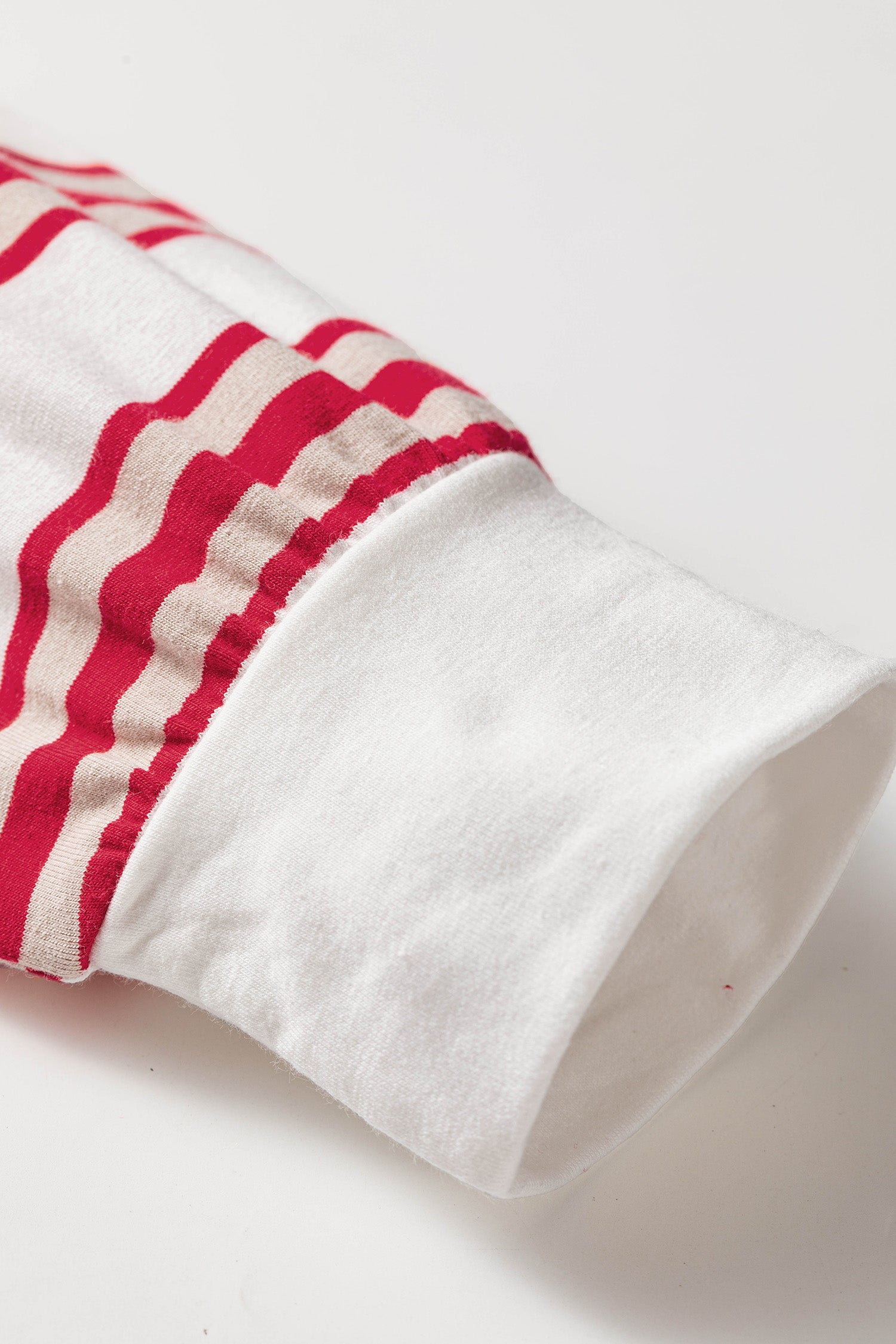Dropped Shoulder Long Sleeve Casual Pullover Top – Red Stripe
