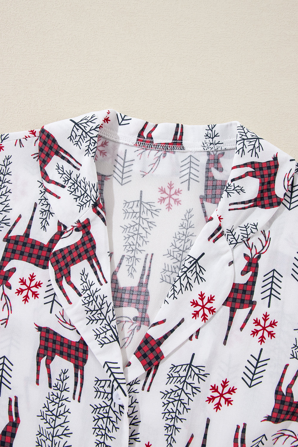 White Christmas Deer Print Shirt and Shorts Pyjama Set - eAura