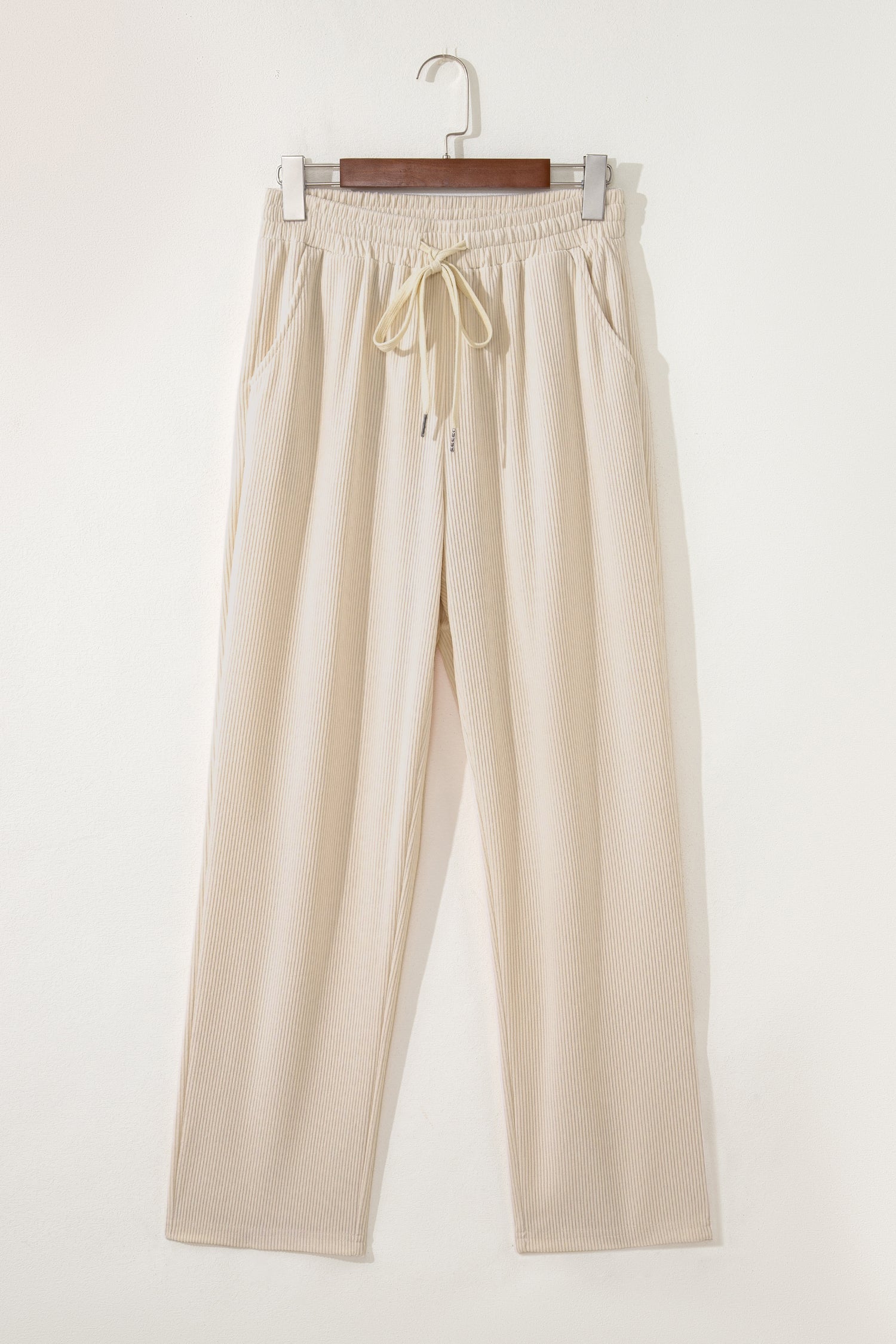 Drawstring Elastic Waist Casual Soft Corduroy Pants - eAura