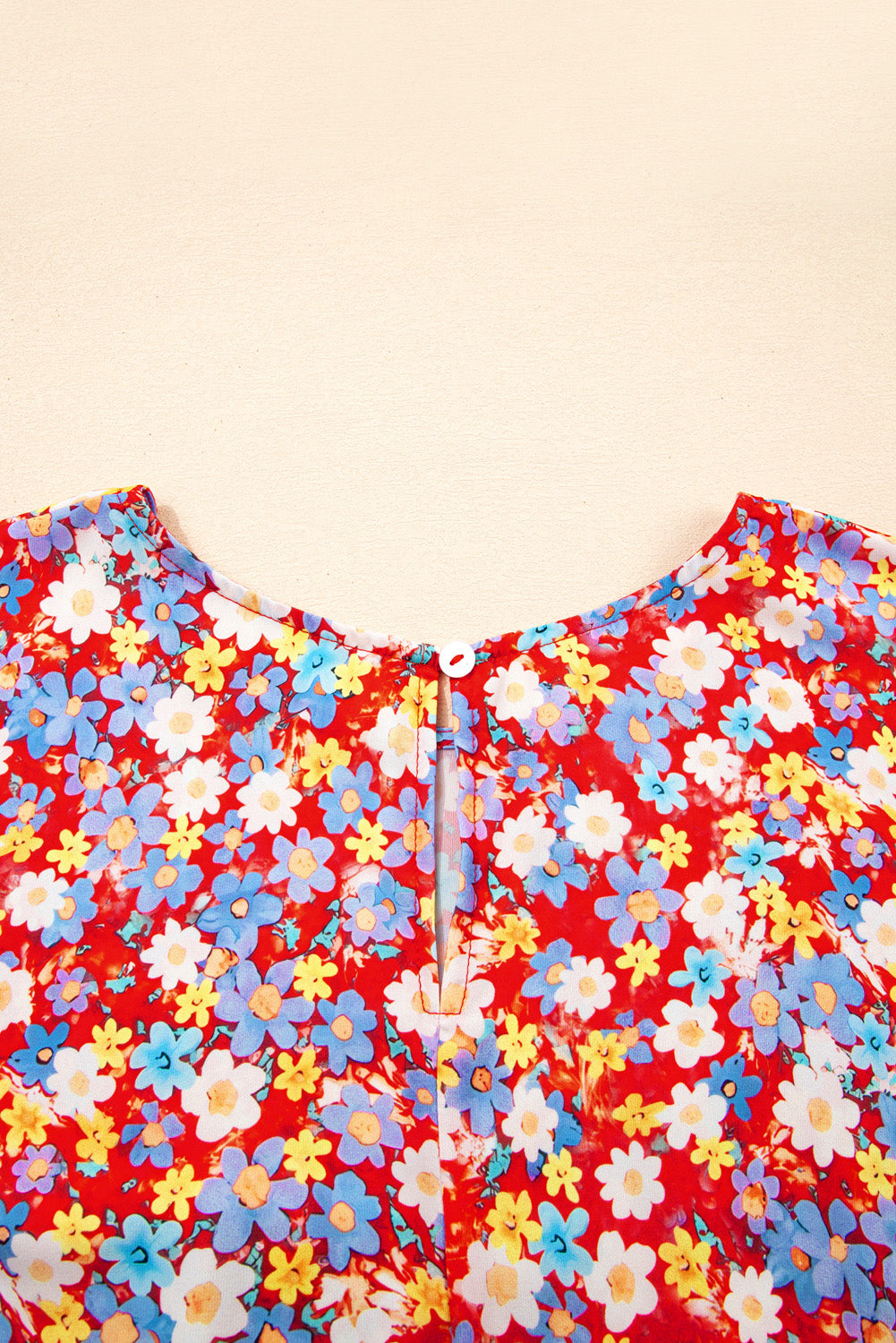 Red Dainty Flower Printed Plus Size Short Sleeve Shift Dress BB Fashion Outlet