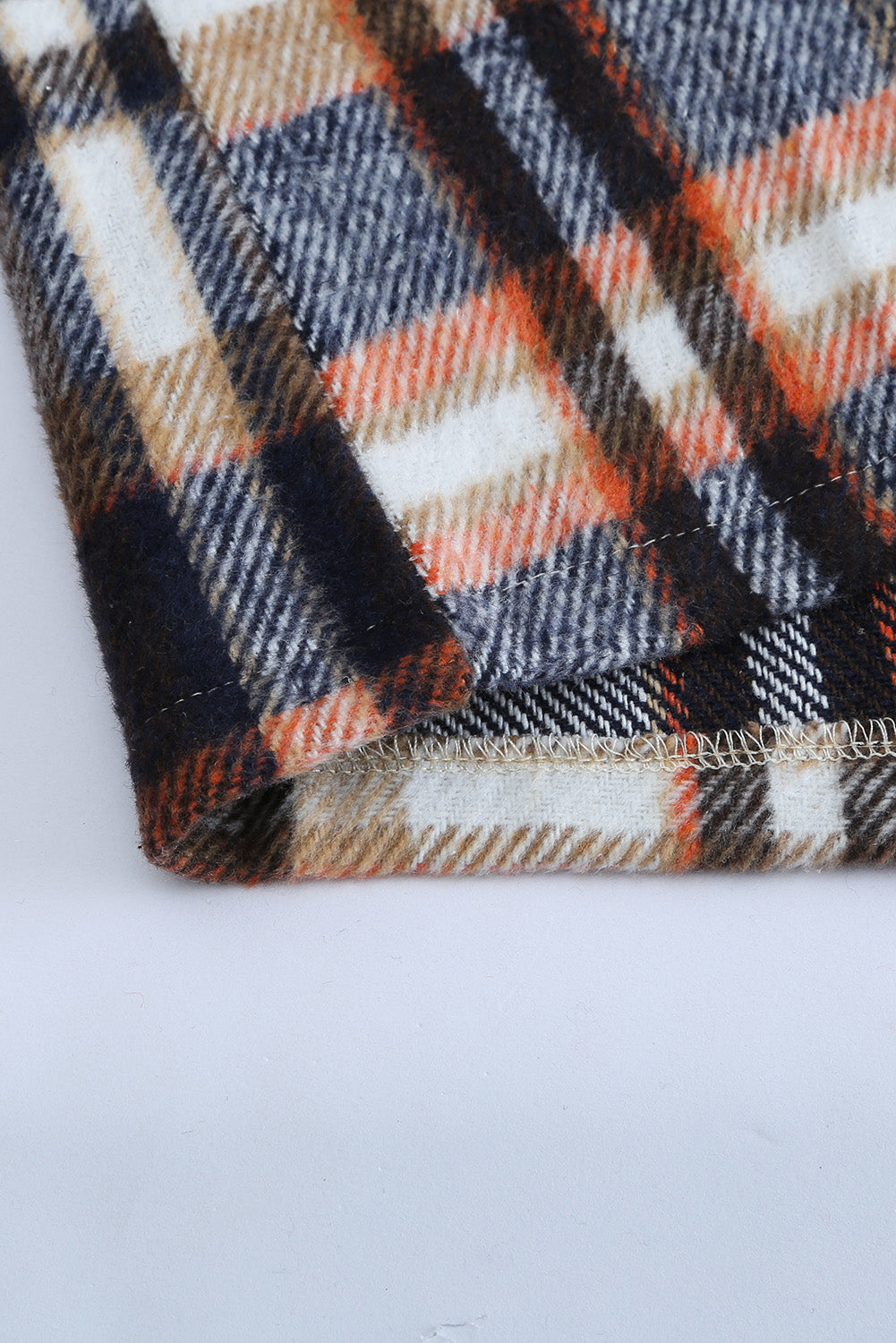 Geometric Plaid Print Pocketed Shacket eAura