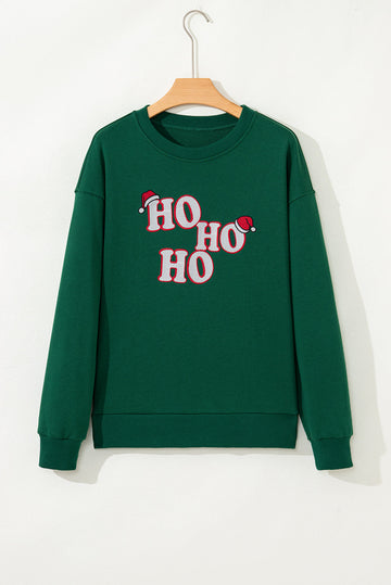 Embroidered Letter Graphic Christmas Sweatshirt - eAura