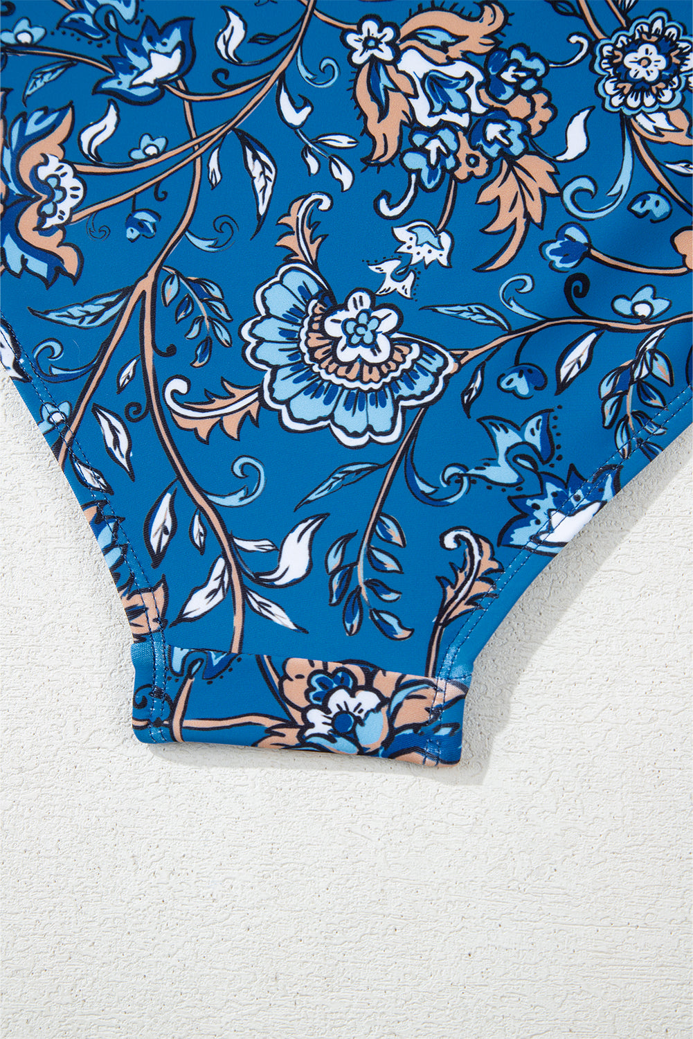 Sky Blue Floral Printed Ruffle Removable Strap One Piece Swimsuit eAura