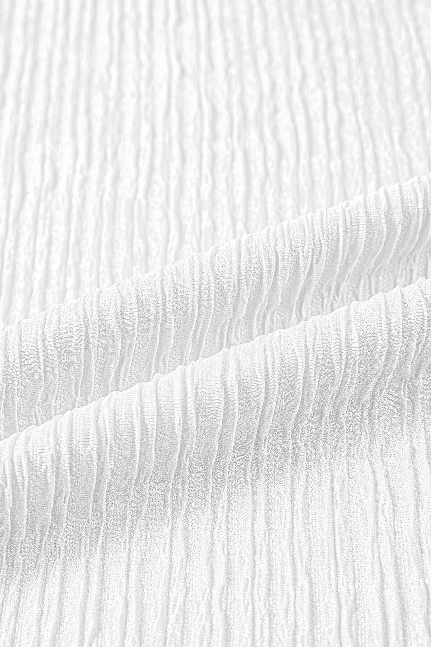 Solid Color Textured Ruffle Trim Short Sleeve Blouse – White