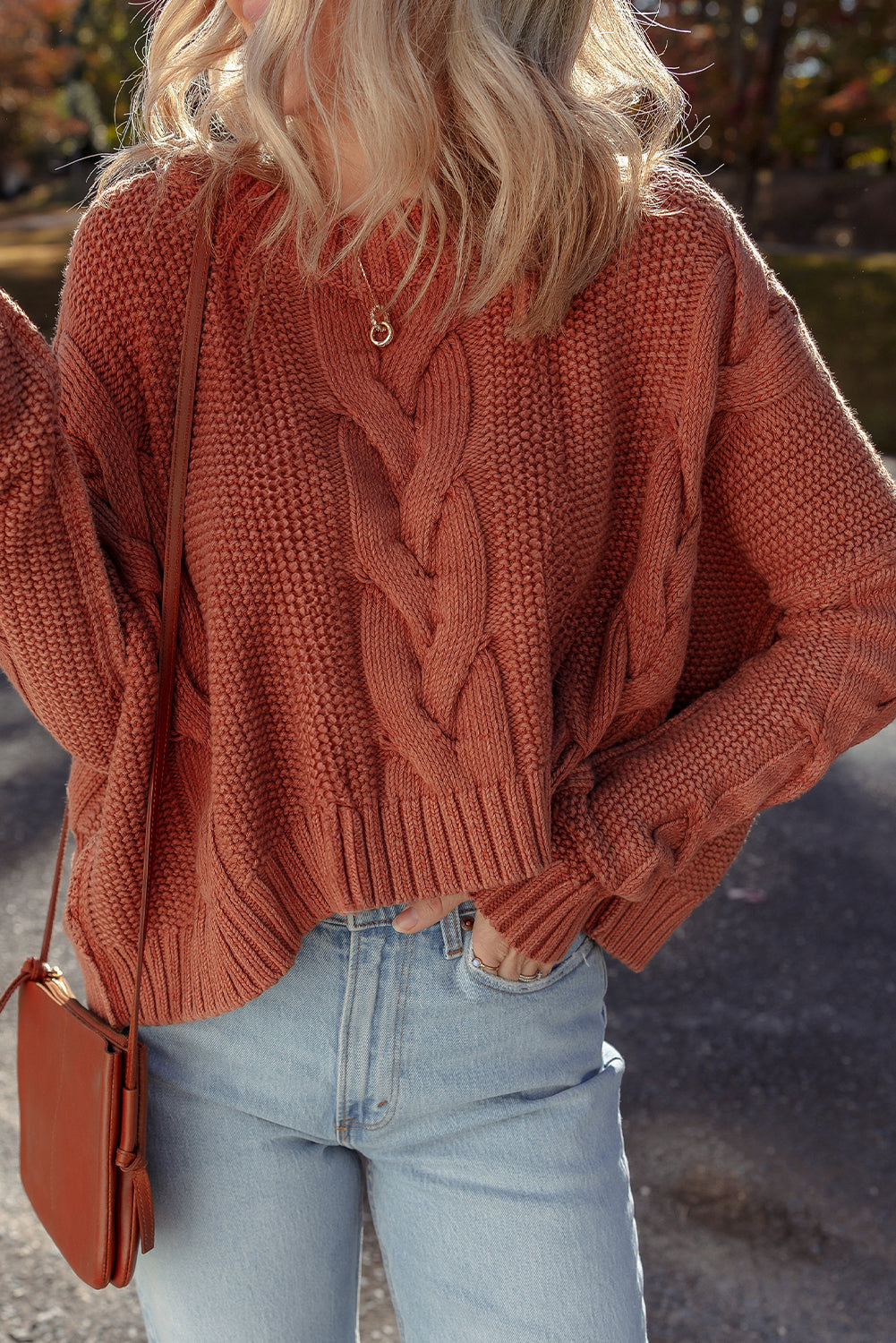 Chunky Fit Slouchy Textured Knit Sweater eAura