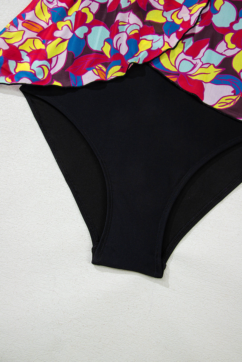 Purple Floral Print O Neck Open Back One Piece Swimsuit BB Fashion Outlet