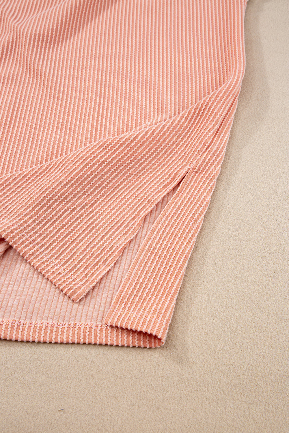 Rose Pink Plus Size Ribbed Colourblock T-shirt BB Fashion Outlet