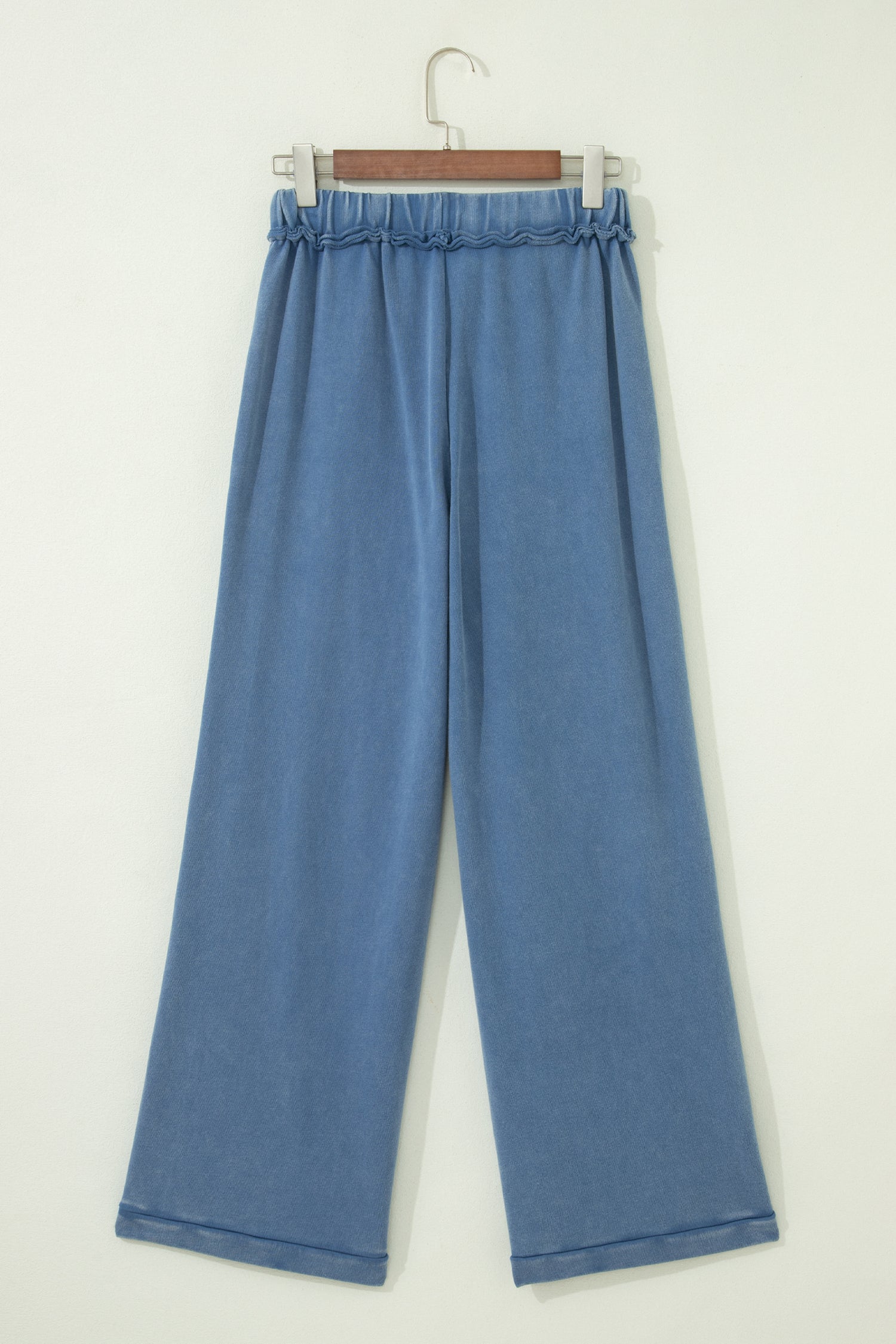 Mineral Wash Drawstring Retro High Waist Wide Leg Western Pants – Smoke Gray