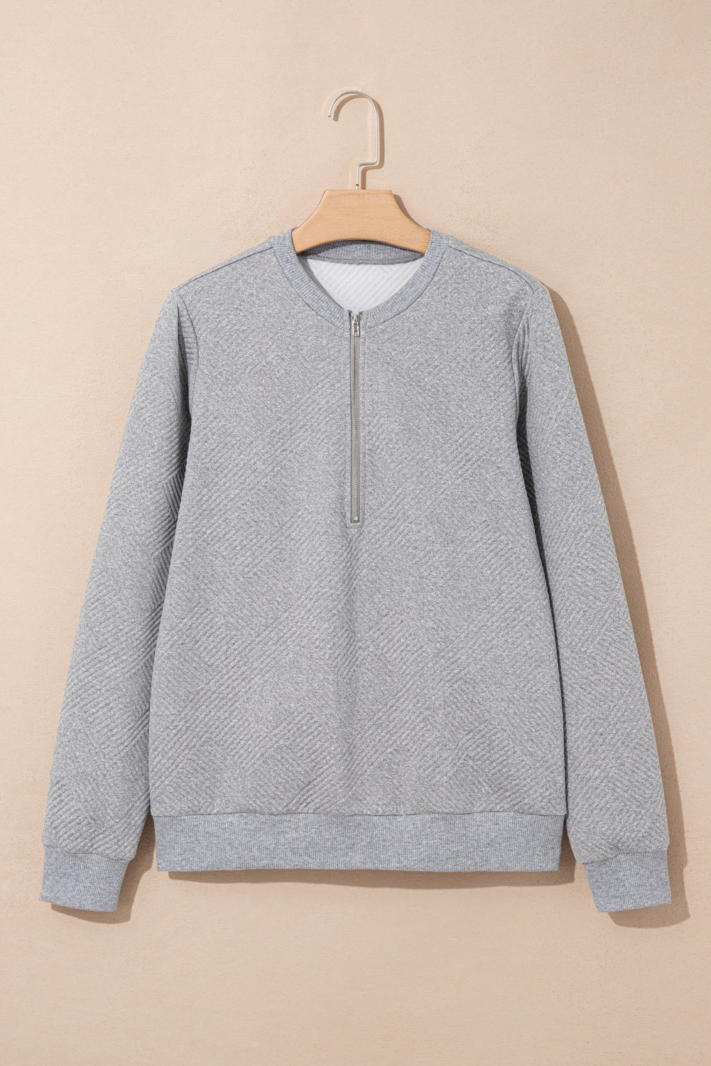 Textured Half Zip Loose Sweatshirt - eAura