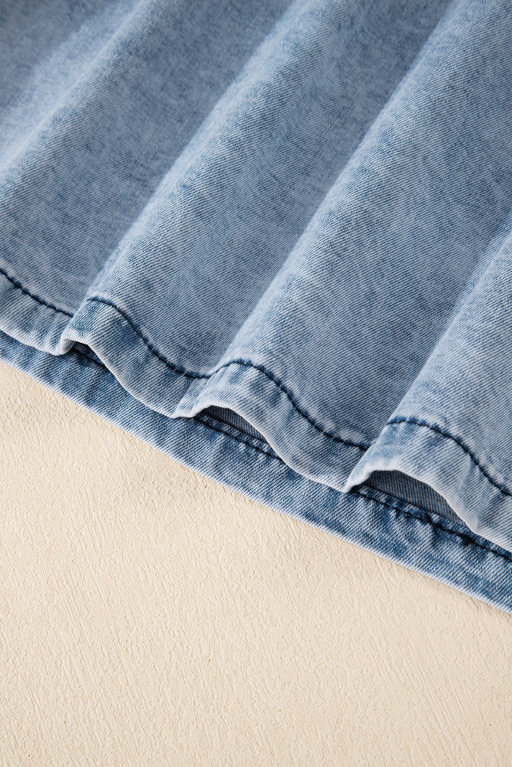 Beau Blue Mineral Wash Denim Frayed Scoop Sleeveless Top eAura