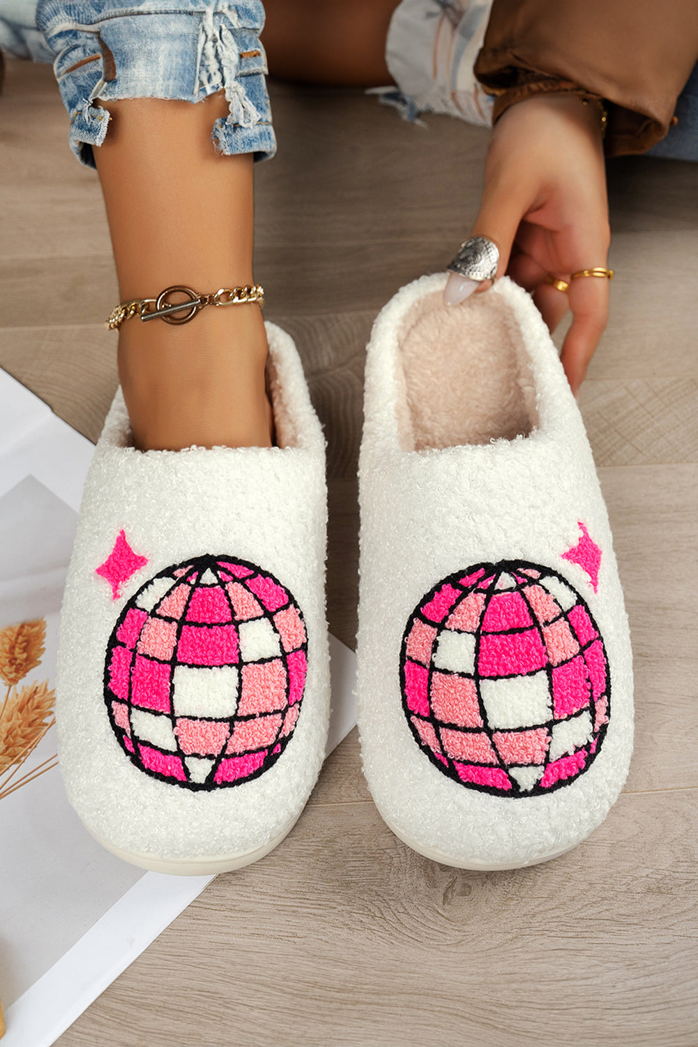 Disco Ball Home Plush Slippers