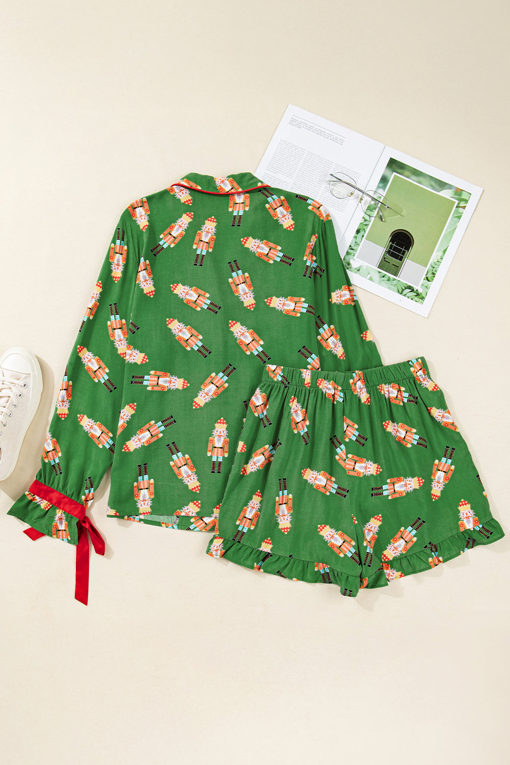 Christmas Candy Bow Knot Pyjama Shorts Set - eAura