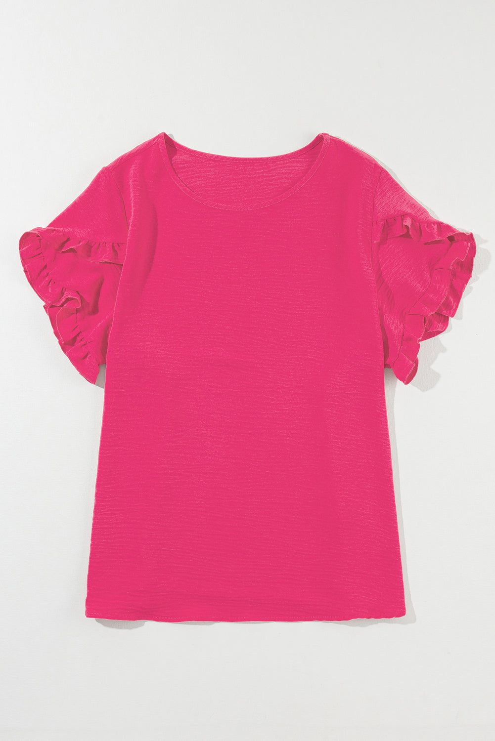 Bright Pink Ruffled Short Sleeve Plus Size Top BB Fashion Outlet