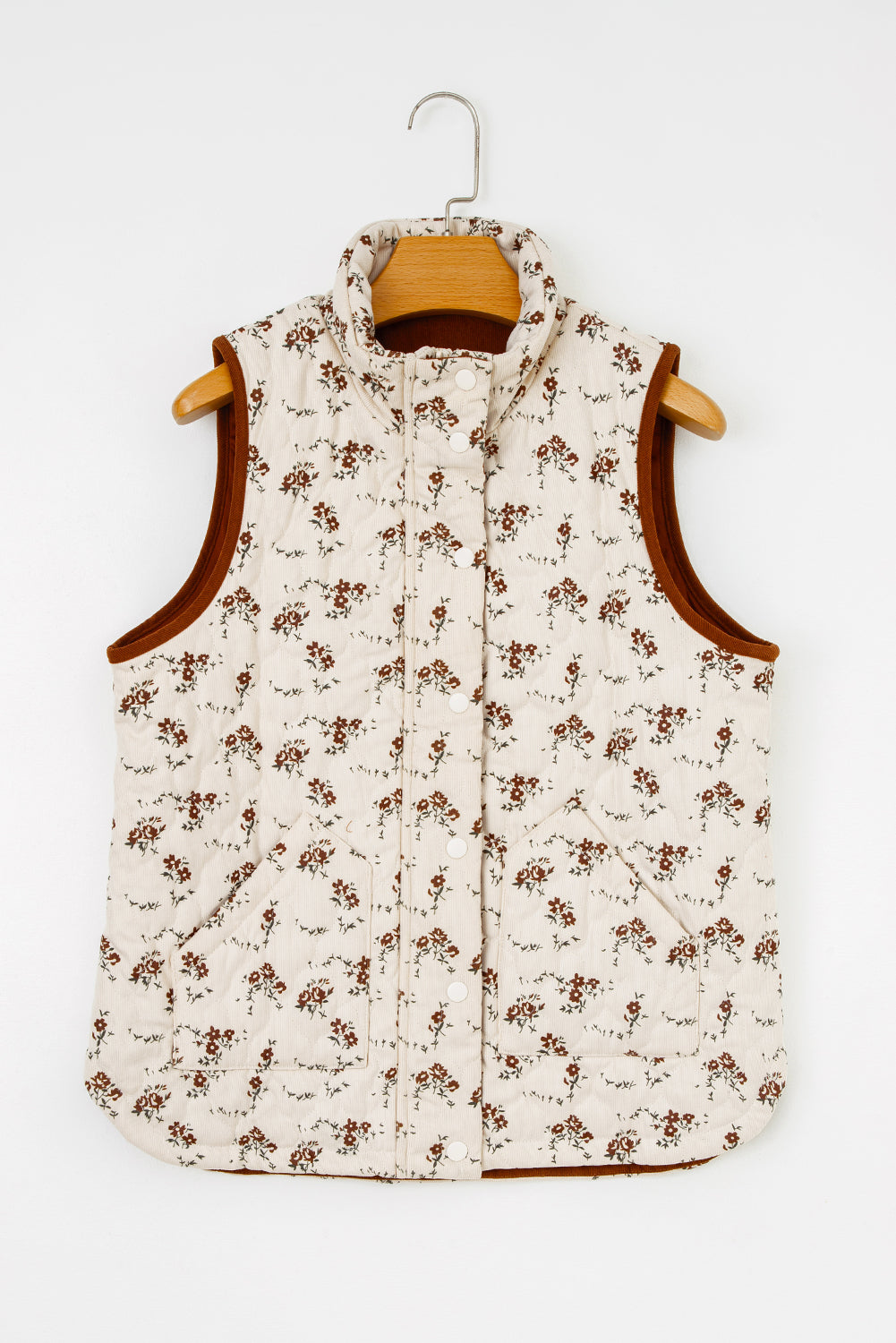 Floral Print Zip Up Quilted Gilet eAura