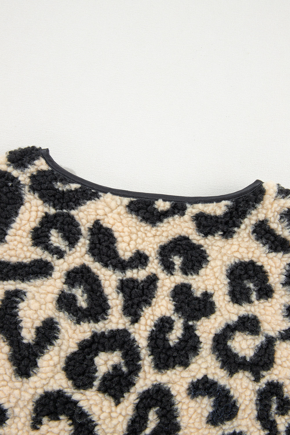 Leopard Print Sherpa Vest Coat – Black