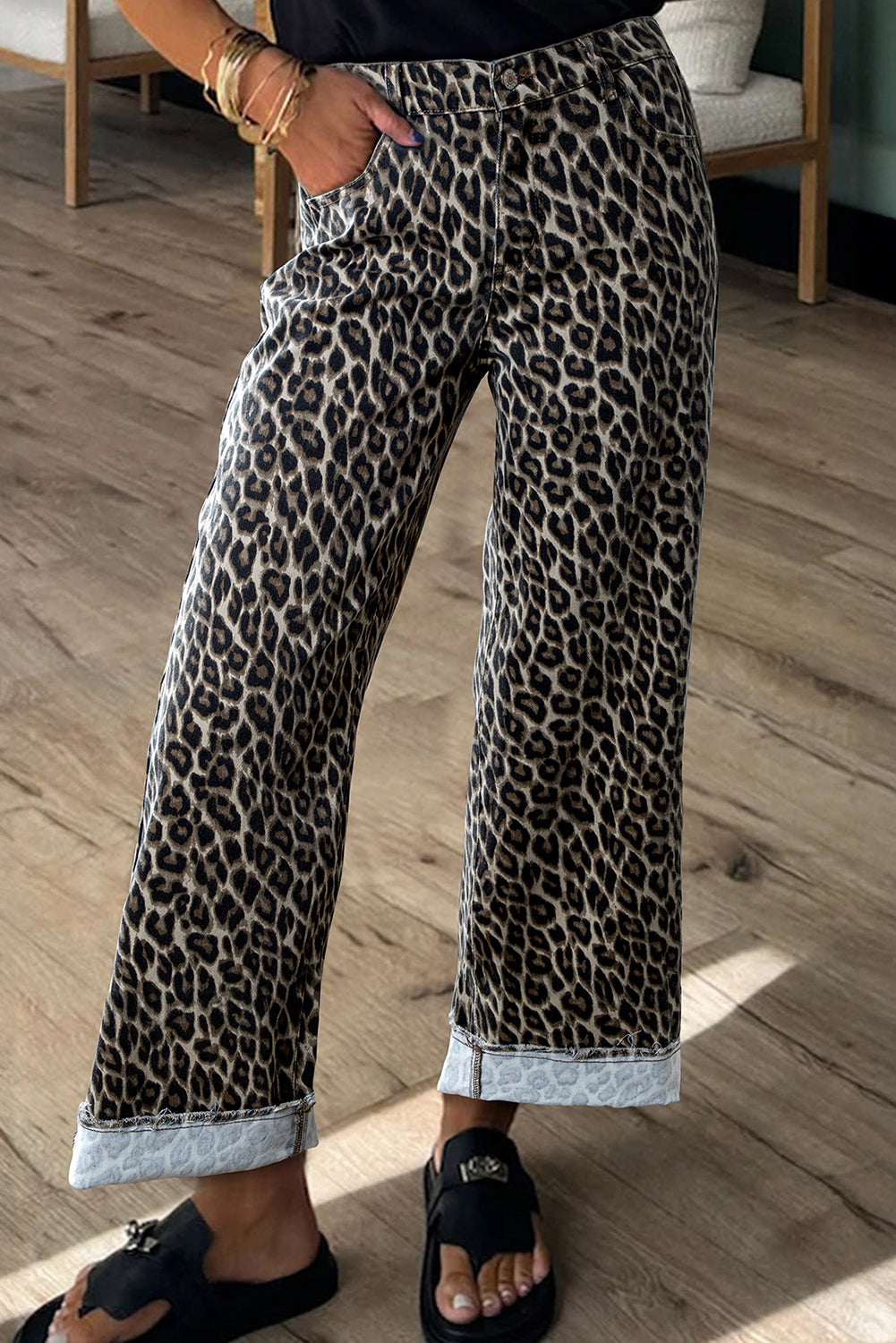 Leopard Straight Loose Leg Jeans - eAura