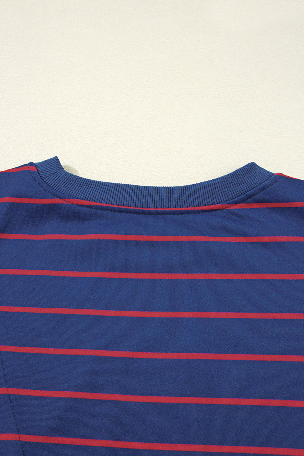 Striped Overlap Detail Drop Shoulder Pullover Sweatshirt eAura
