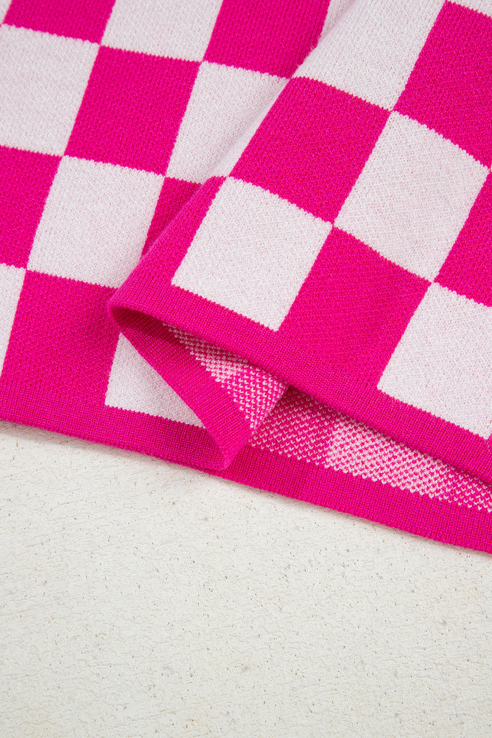 Rose Check Pattern Cap Sleeve Knit Sweater eAura