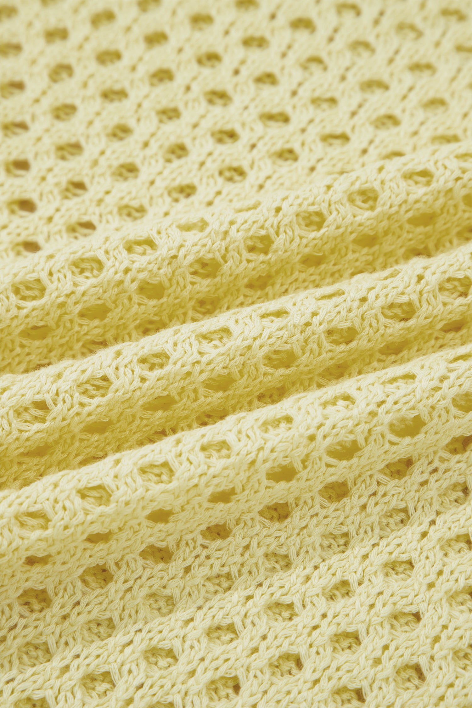 Scalloped Trim Hollow Out Knit Long Sleeve Top – Yellow Cream