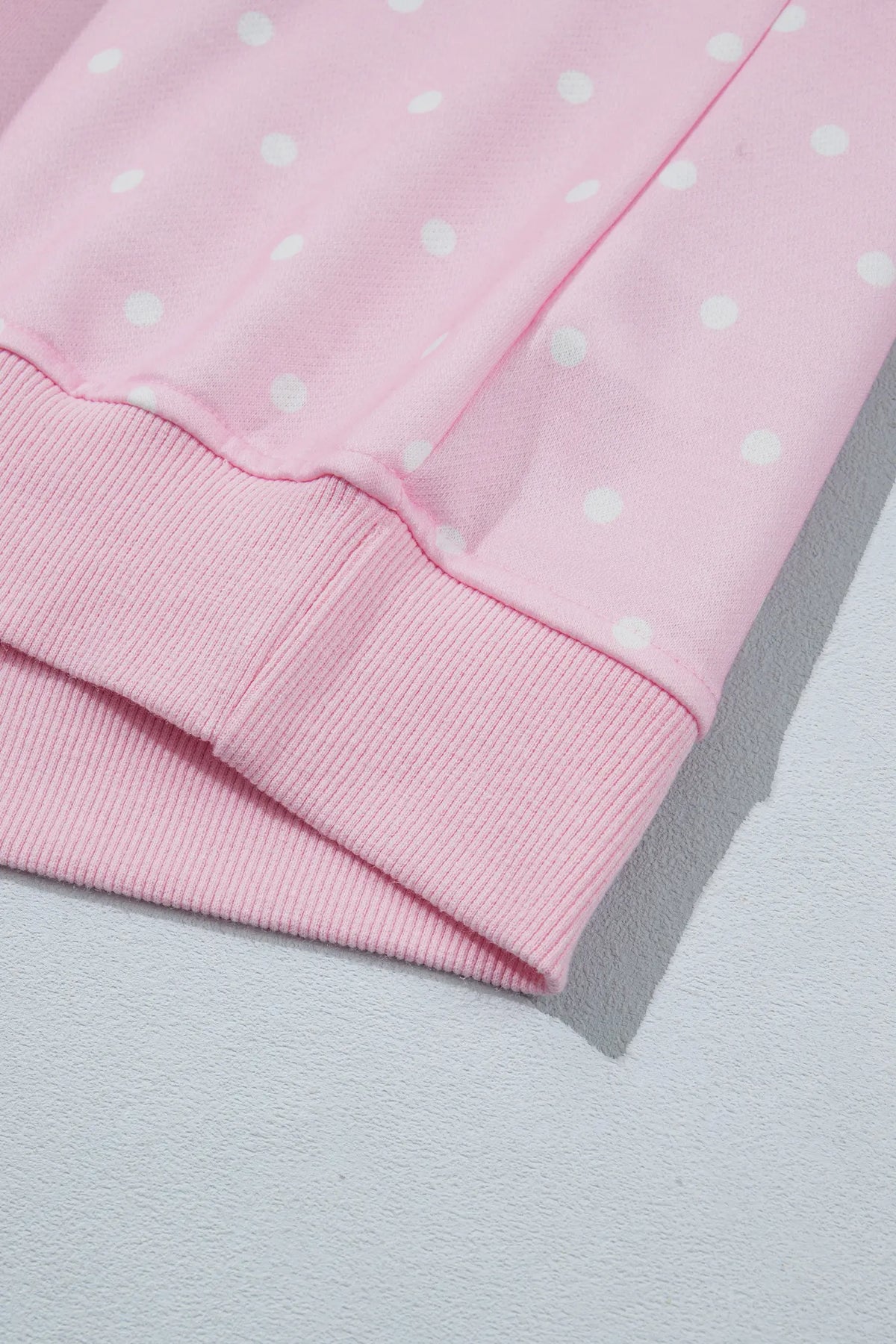 Polka Dot Print Metal Button Collar Casual Pullover Sweatshirt – Pink