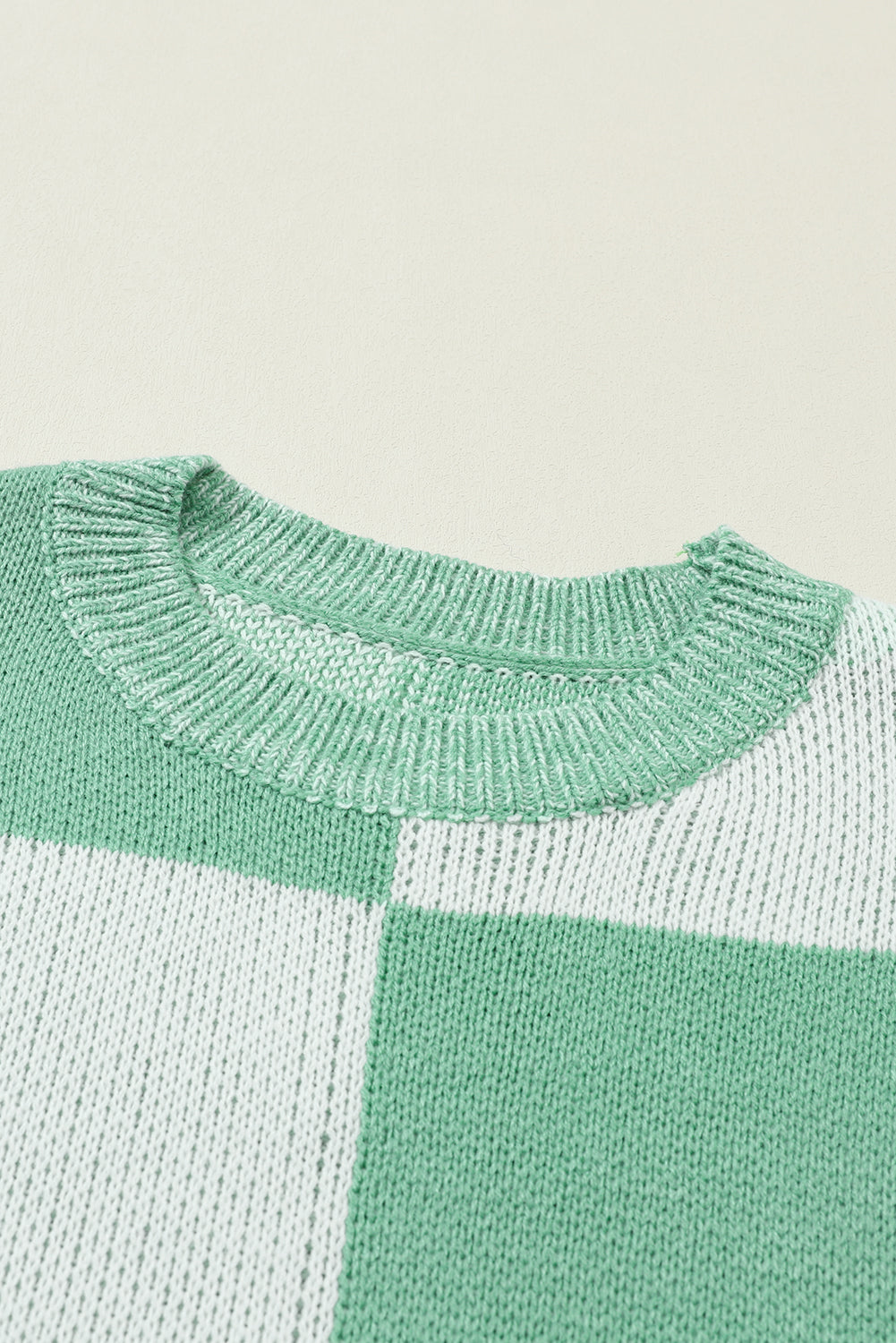 Flaxen Checkered Print Drop Shoulder Sweater eAura