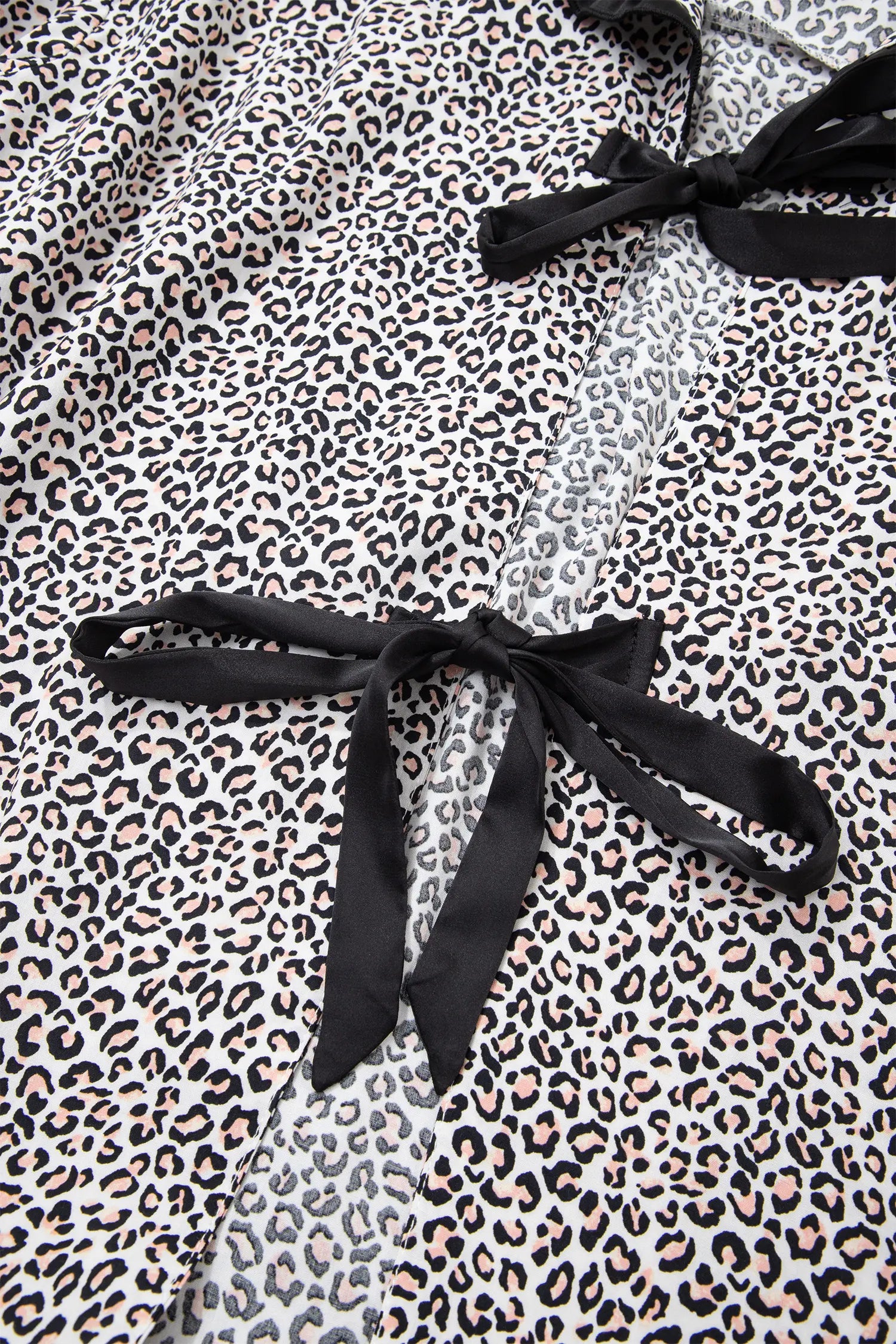 Leopard Print Bow Knot Patchwork Long Sleeve Lounge Set – Brown