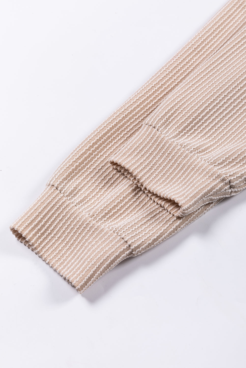 Khaki Colour Block Long Sleeve Ribbed Loose Top eAura
