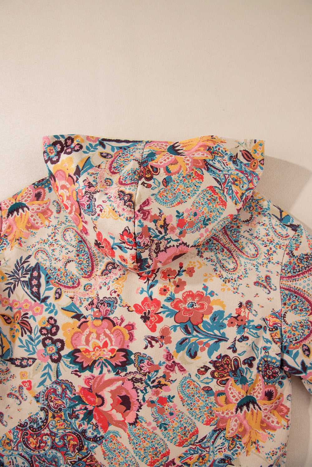 Floral Printed Sherpa Lined Hooded Jacket eAura
