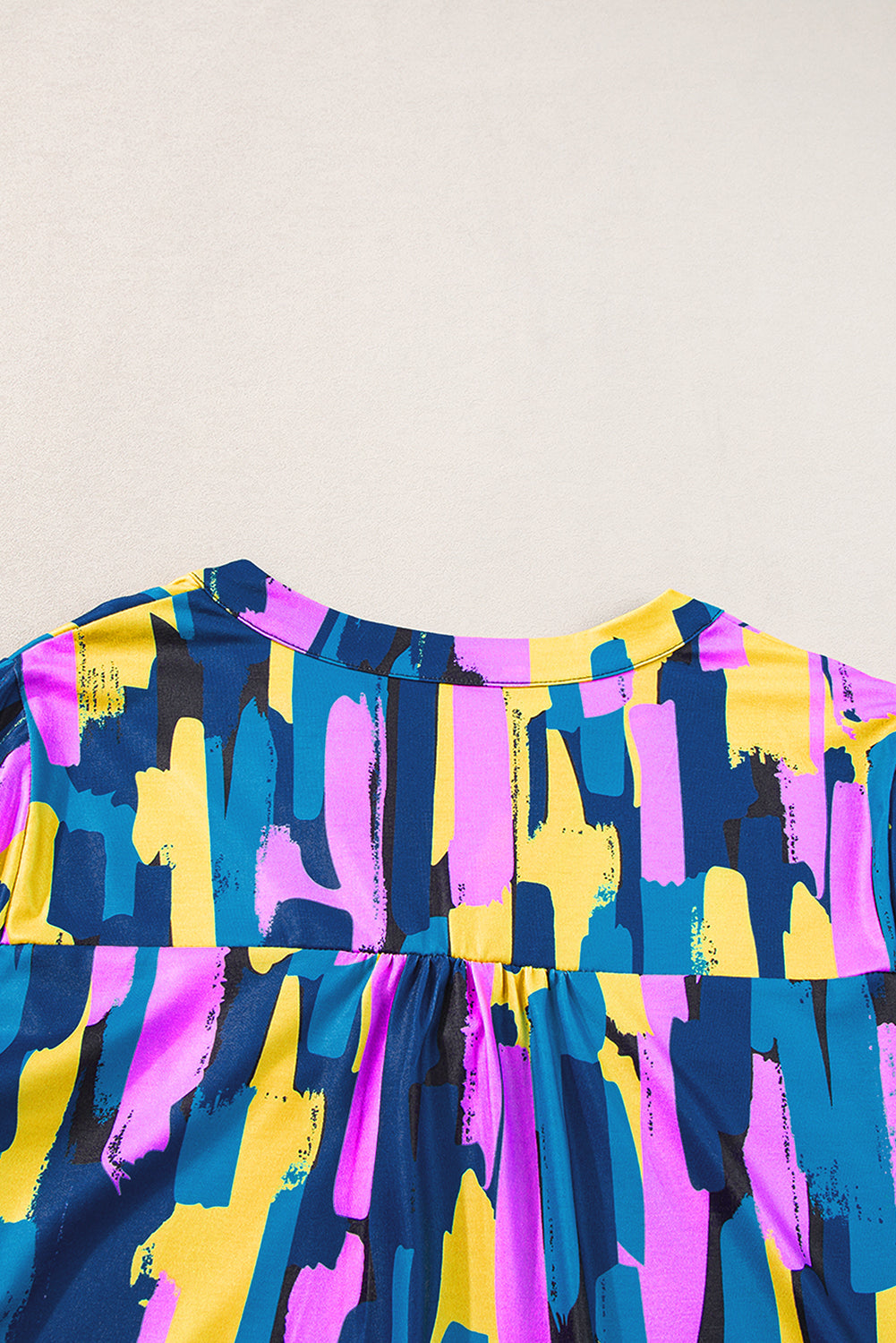 Blue Plus Size Brushstroke Print 3/4 Sleeve Blouse BB Fashion Outlet